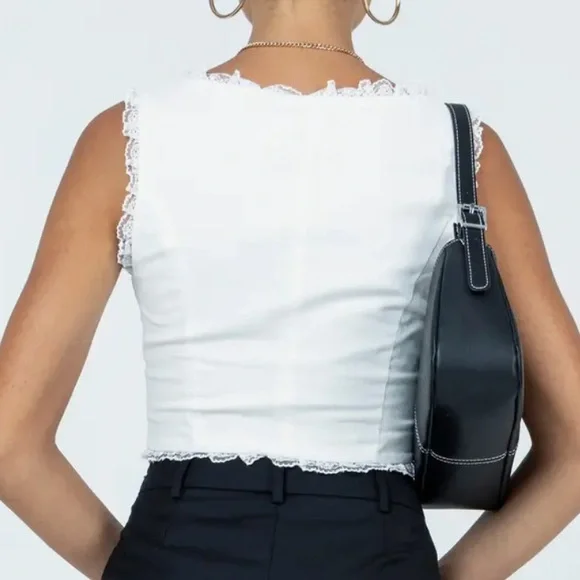 Princess Polly Silvanna white Lace-Edged top - Picture 5 of 5